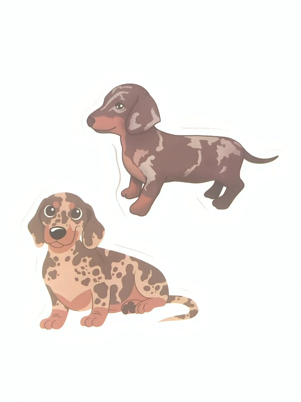 Dachshund Dog Vinyl Stickers - Brown & Tan